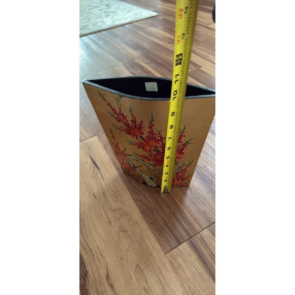 Vintage Asian Floral Vase Gold Painted Red Flowers Branch Decor - Picture 3 of 3